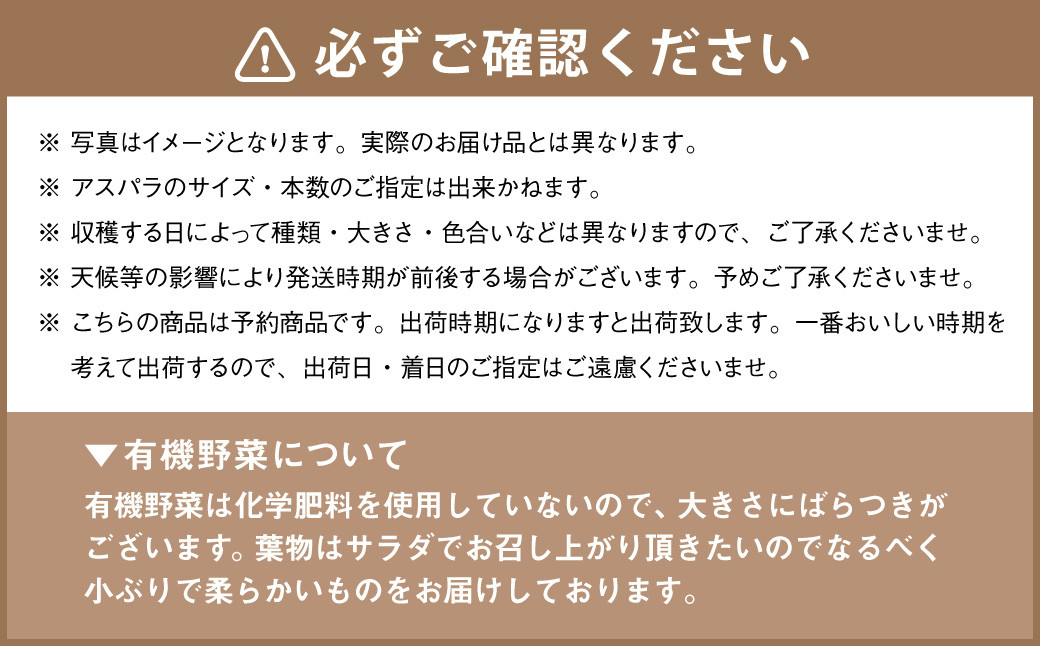 北海道産 アスパラと季節の有機野菜 セット