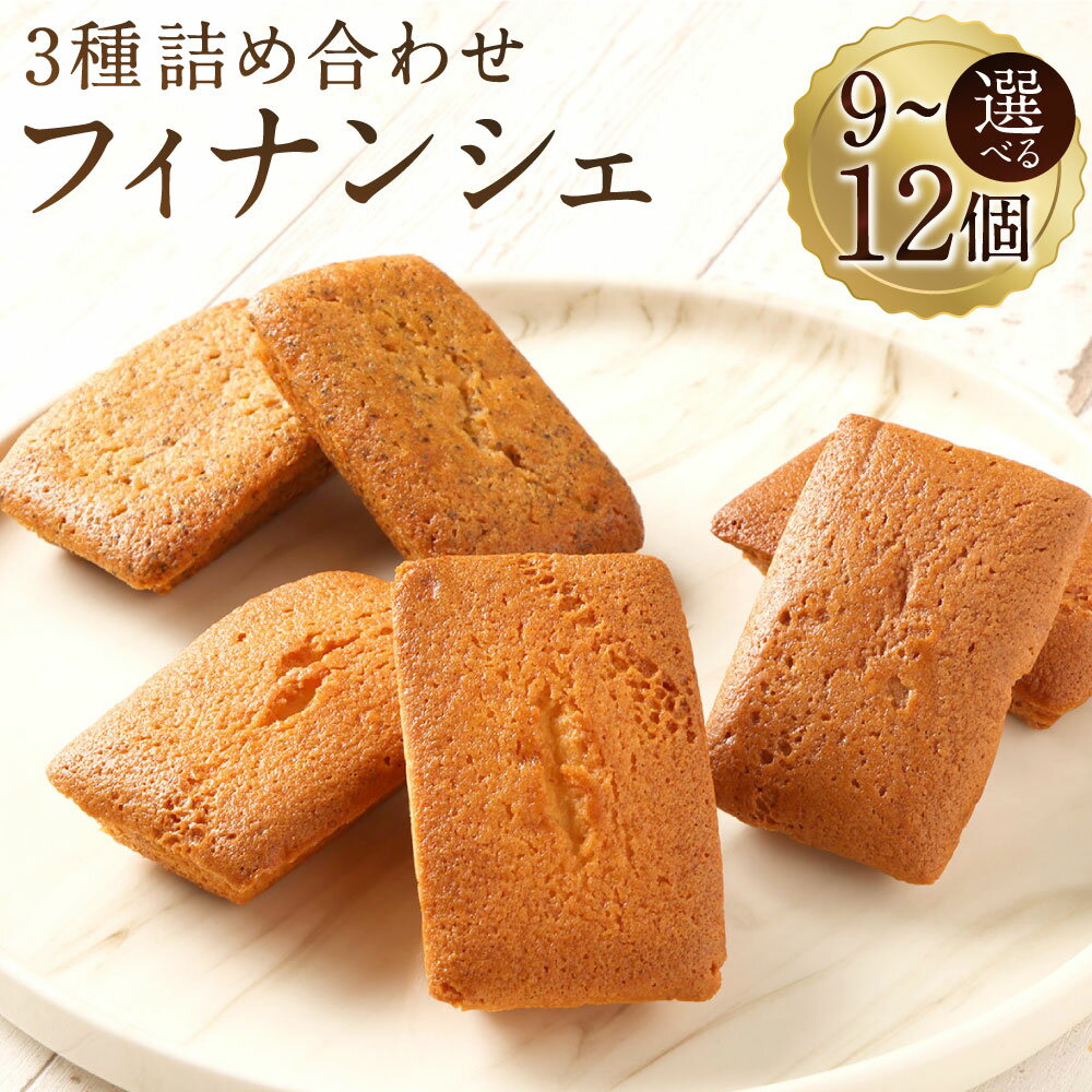 【ふるさと納税】＜選べる内容量＞フィナンシェ 3種 詰め合わせ 9個 ／ 12個 プレーン ココア 紅茶（茶葉入り） 焦がしバター アーモンド スイーツ デザート お菓子 洋菓子 焼き菓子 おやつ 甘さ控えめ セット 山形県 白鷹町 送料無料