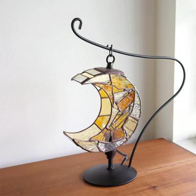 ふるさと納税 瀬戸市 Nijiiro Lamp ステンドグラスのテーブルランプ　月 アンバー |  | 02