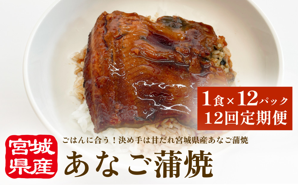 
            宮城県産あなご蒲焼（1食）12入 12回定期便 冷凍 小分け 穴子 アナゴ 蒲焼き 魚 お魚
          