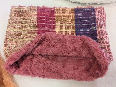 オリジナル ネックウォーマー 手作り さをり織り 手織り 絹 綿糸 機織り 温かい 冬 工房 七彩屋