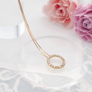 K18 0.5ctダイヤモンド　サークルペンダントネックレス　FHH-019919