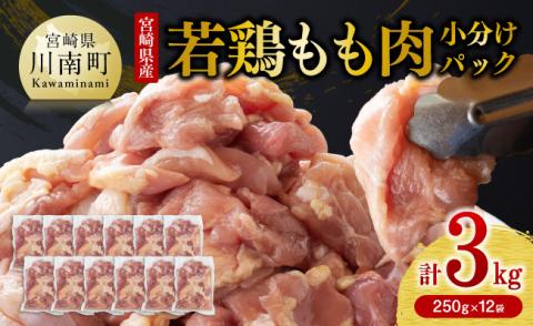 【令和8年5月発送】小分け 宮崎県産若鶏　もも肉計3kg（250g×12袋） 【 鶏 肉 鶏肉 国産 モモ 九州産 鳥 小分け 使いやすい 便利 】[F0904r805]