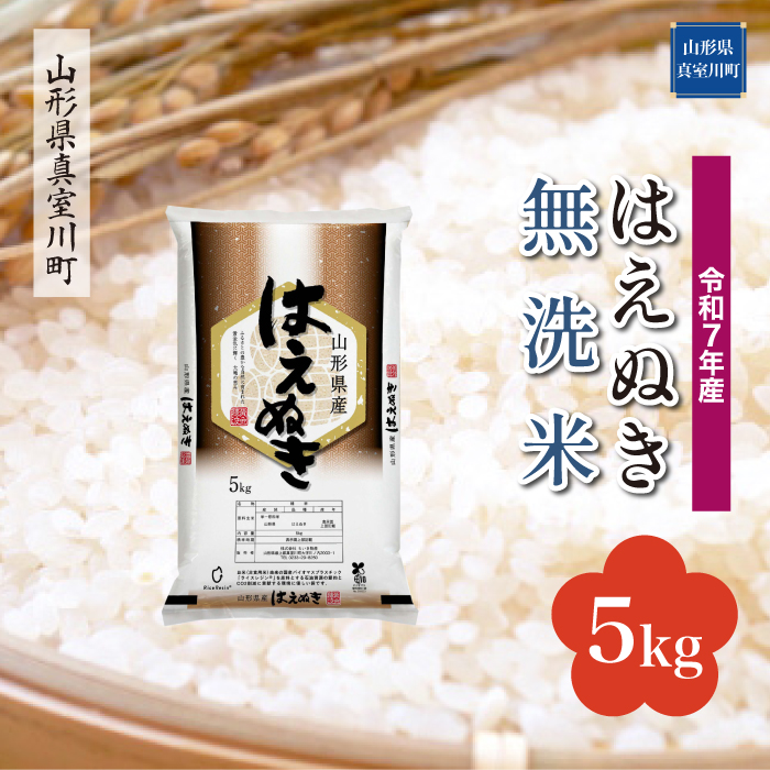 令和7年産　山形県産 はえぬき 【無洗米】 5kg （5kg×1袋） 数量限定　配送時期指定できます！　真室川町