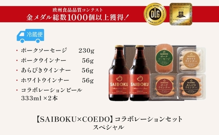 SAIBOKU×COEDO スペシャル セット サイボク ウィンナー ポークソーセージ ポークウインナー あらびきウインナー コエドビール ビール コラボ 豚肉 お中元 お歳暮 ギフト 送料無料 IP