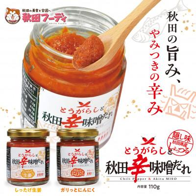ふるさと納税 潟上市 『とうがらしと秋田辛味噌だれ』 【しったげ生姜】【ガリっとにんにく】各2個セット(計4個)