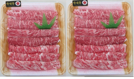 ＜宮崎牛すき焼き（モモ、バラ）600g（もも150g+バラ150g×2パック）＞(計600g・300g×2パック) A4 A5 赤身本来のコクと旨味が味わえるモモ肉と甘味のある脂身が味わえるバラ肉！【