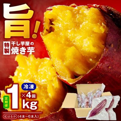 ふるさと納税 泉佐野市 【毎月定期便】干し芋屋の焼き芋 紅はるか約1kg 個包装4〜6本入り 全4回