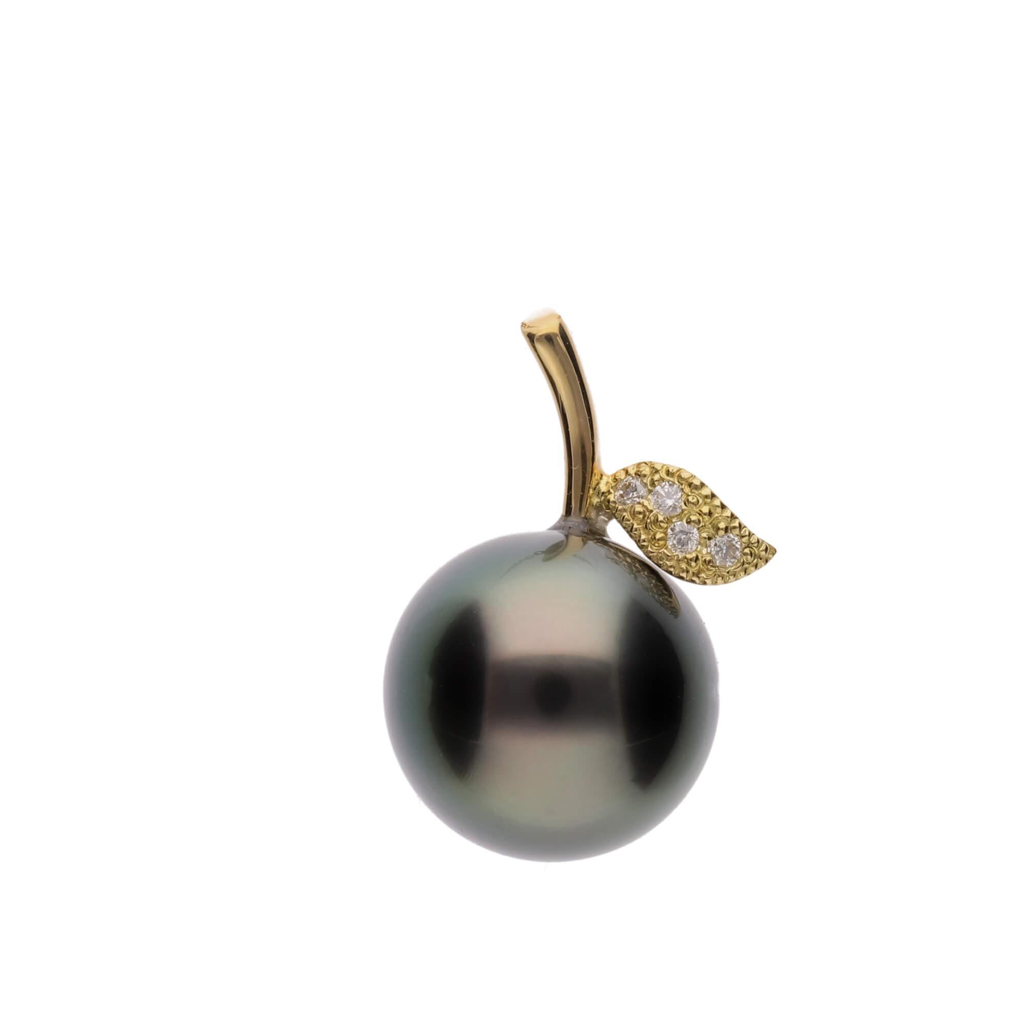 【ふるさと納税】【姫果】ブラックパール（タヒチ 黒蝶真珠） 10mm セミラウンド ダイヤモンド K18 イエローゴールド ペンダントトップ | 無調色 黒蝶真珠（タヒチアンパール） 10mm K18YG