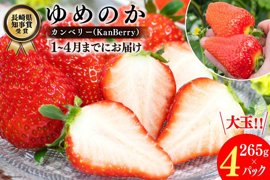 【期間限定発送】EA050 長崎県知事賞受賞【 大玉 いちご 】「 ゆめのか （3L～5L）」265g×4パック ＜1～4月にお届け＞