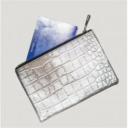 【本革 日本製】クロコ型押し レザーポーチ(ゴールド)_装飾品・工芸品  服飾小物 _【1581161】