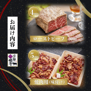 《5回 毎月お届け》【定期便・毎月お届け】国産牛肉 京都姫牛 定期便【 冷凍 5回 焼肉 バーベキュー BBQ すき焼き ハンバーグ ローストビーフ やきにく A5 A4 肉 牛肉 和牛 国産 食べ比