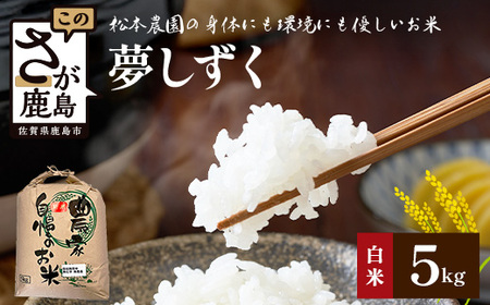 令和8年産 《先行予約》佐賀県産 夢しずく 5kg【身体に優しい手作り土壌の夢しずく】松本農園 佐賀県 鹿島市D-283