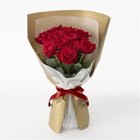 ホシファーム　届いた姿でそのまま飾れるスタンディング薔薇ブーケ　ルージュ12本_花・観葉植物  花 _【配送不可地域：離島】【1465220】