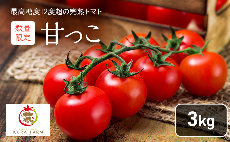 北海道 富良野市産 完熟ミニトマト（甘っこ）約3kg カラートマト付 トマト 甘い 野菜 新鮮 数量限定 先着順【藏ファーム】