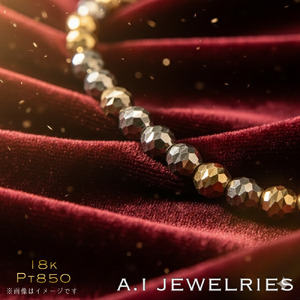 【受注生産】18金 プラチナ850 コンビ シャンデリア ブレスレット 18cm 3mm玉 / K18 Pt850 Chandelier bracelet 18cm 3mm玉 品番:k/p-3mcd1