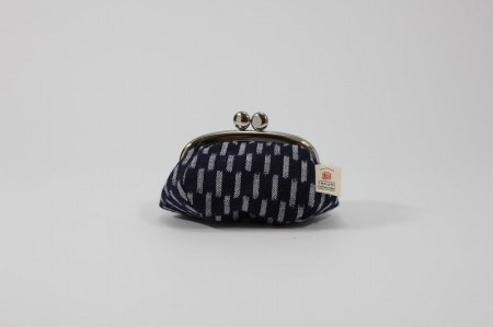 【メール便でお届け】久留米絣 福ふくがま口財布 （縞 あられ）_久留米絣 福ふくがま口財布 お財布 コンパクト 選べる デザイン 縞 あられ 赤白玉 口金式 かわいい レトロ レディース メンズ ユニ