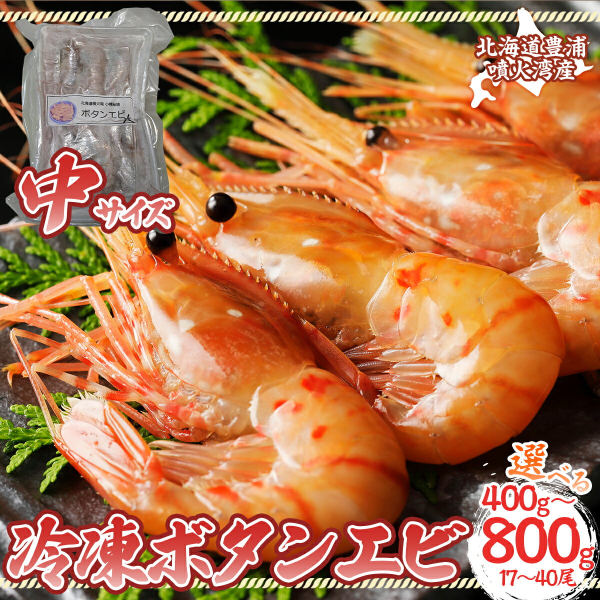 【ふるさと納税】【選べるグラム数】冷凍ボタンエビ 中サイズ 400g～800g 北海道 噴火湾産【 ふるさと納税 人気 おすすめ ランキング 魚介類 えび 海老 牡丹海老 ボタンエビ おいしい 美味しい 新鮮 北海道 豊浦町 送料無料 】TYUR044