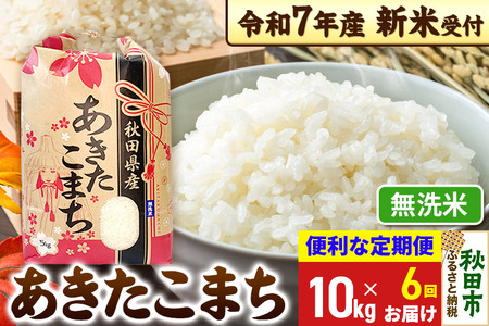 《令和7年産 新米受付》《定期便6ヶ月》 あきたこまち 10kg(5kg×2袋) 【無洗米】秋田県産 こまちライン
