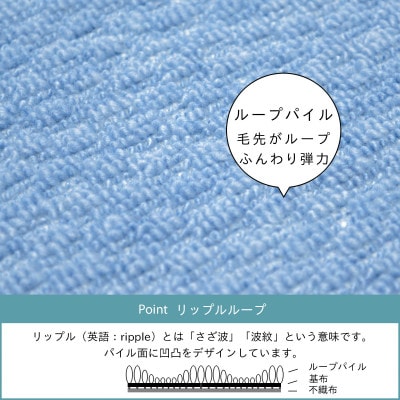 カーペット 日本製 抗菌防臭 軽量薄手 ジェミニ 352×352cm 江戸間 8畳用 ブルー【1518681】