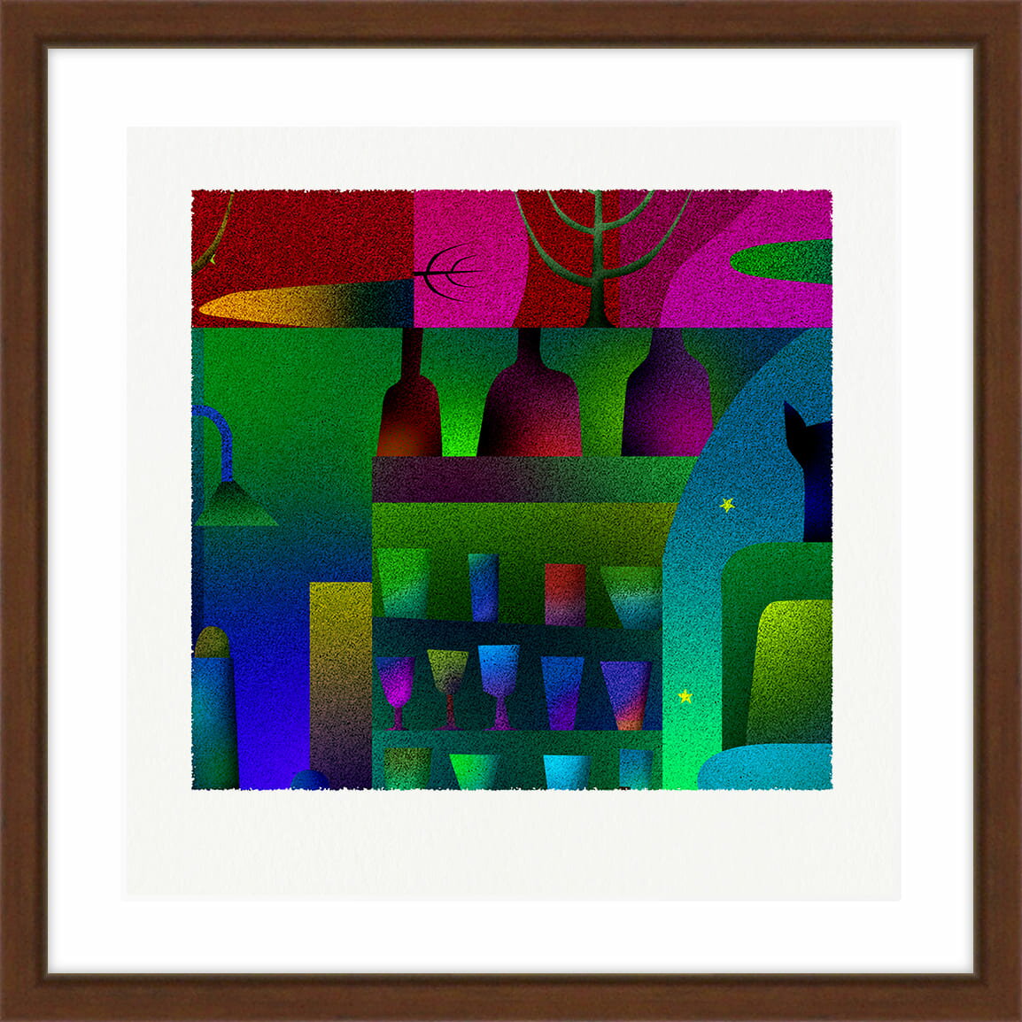 【ふるさと納税】【絵画】 ピエゾグラフ 「夜と器」 額装サイズ 266mmx266mm 【 しかくいえ ピエゾグラフ 額入り 額縁付 アート インテリア 現代版画 絵画 版画 贈り物 贈答 プレゼント ギフト 綾部 京都 】