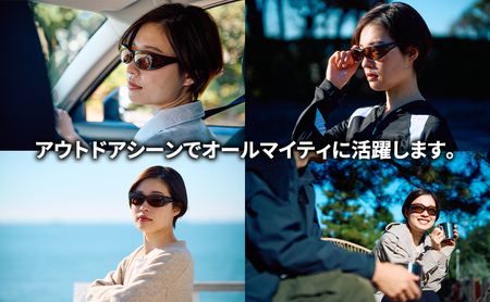 メガネの上から掛けられるサングラス オーバーグラス「Otani（オータニ）」柔らかい曲線のオーバルデザイン、小窓の側面で視野と明るさを確保、小ぶりなサイズ感のレディースモデル。「薫風（くんぷう）」(1