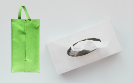 本革吊るしティッシュカバー　浅緑