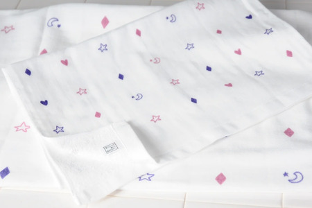 松藤テリー　MatsuFujiガーゼ　リボーン・ザ・プリント（星）バスタオル4枚（009_5196）