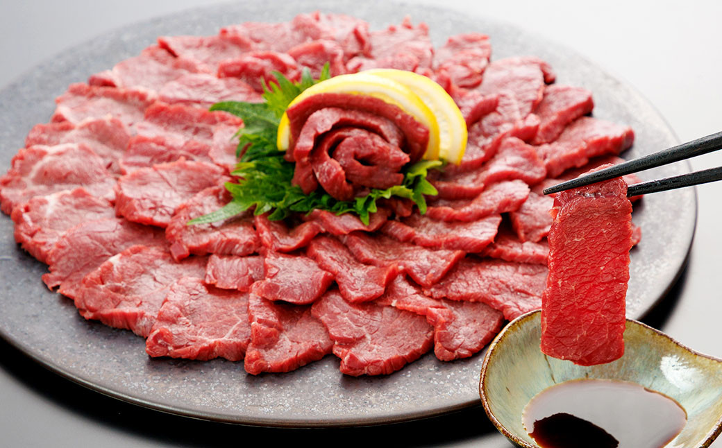 【桜屋】 上赤身馬刺し 500g （専用醤油付き150ml×1本）