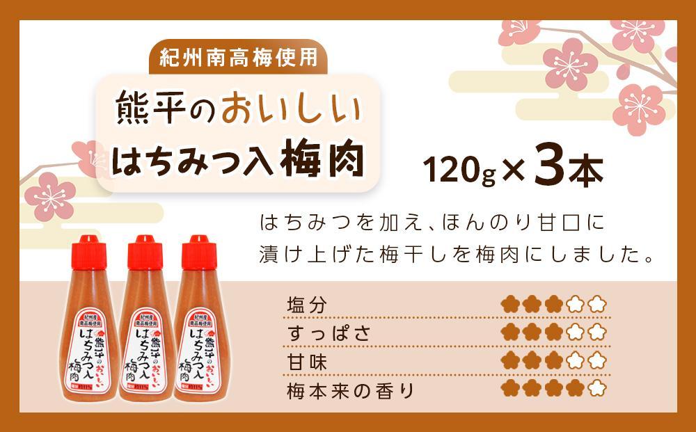紀州南高梅使用 熊平のおいしい はちみつ 入 梅肉 塩分 約11％ 約120g × 3本セット
