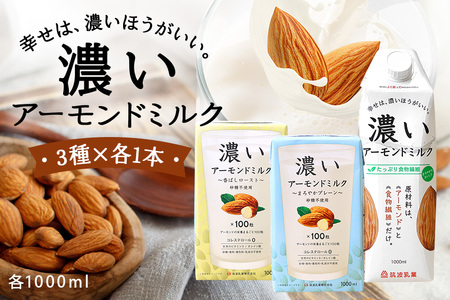 濃いアーモンドミルク1000ml 3種×各1本（たっぷり食物繊維・香ばしロースト・まろやかプレーン） 47-AF