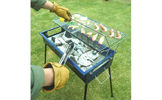 炭足し簡単 バーベキューコンロ トング・ブラシつき  網付き キャンプ用品 アウトドア用品 BBQ  [グリーンライフ]【020P089】