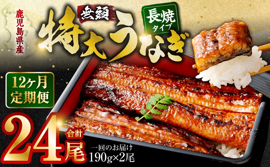 
KS-103【12カ月定期便】 九州産うなぎ蒲焼（約170ｇ×2尾×12回）
