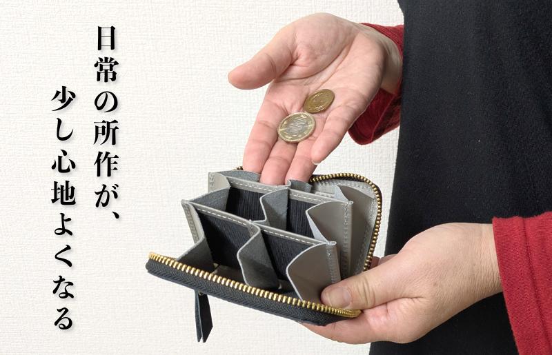 板谷革工房 本革小銭入れ「整然の手仕事」〈6仕切り・小銭整理〉（ブラック）