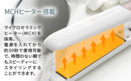 【ブラック】ヘアアイロン マイナスイオン 耐熱ポーチ付 海外対応 ストレート カール 美容 家電 FA-SHI24PBK