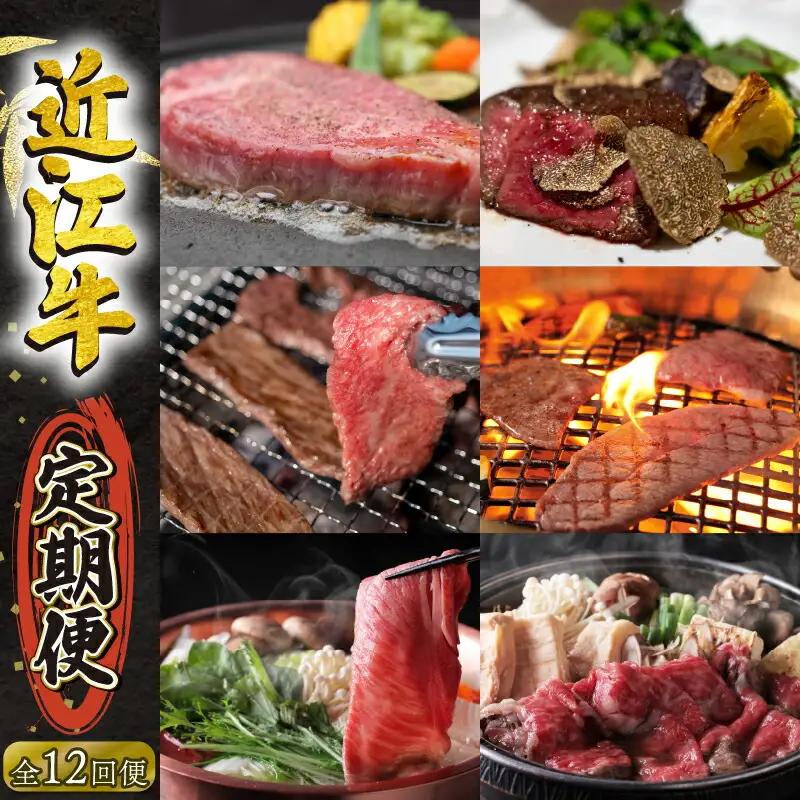近江牛 定期便 12回 焼肉 すきしゃぶ ステーキ 【E070】 【 近江牛 】 牛肉