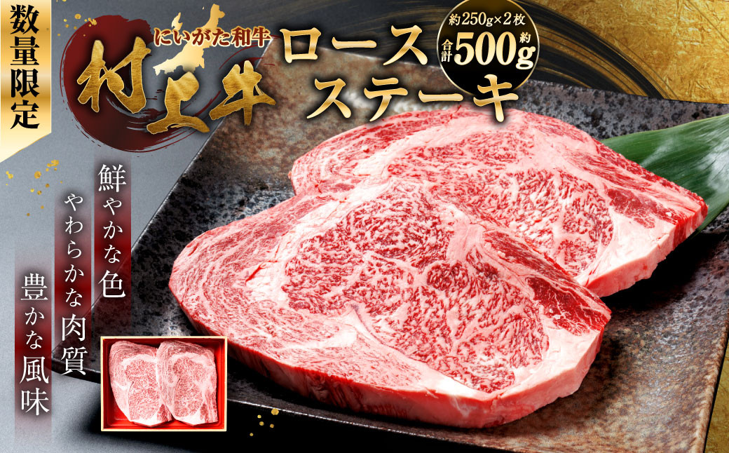 
            【数量限定】村上牛ロースステーキ　約500g（約250g×2枚）1091003
          