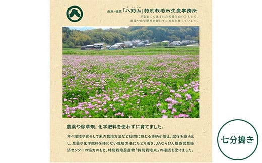 【新米】奈良・橿原　農薬や化学肥料不使用【令和6年産】ヒノヒカリ【七分搗き】5kg（5kg×1袋）