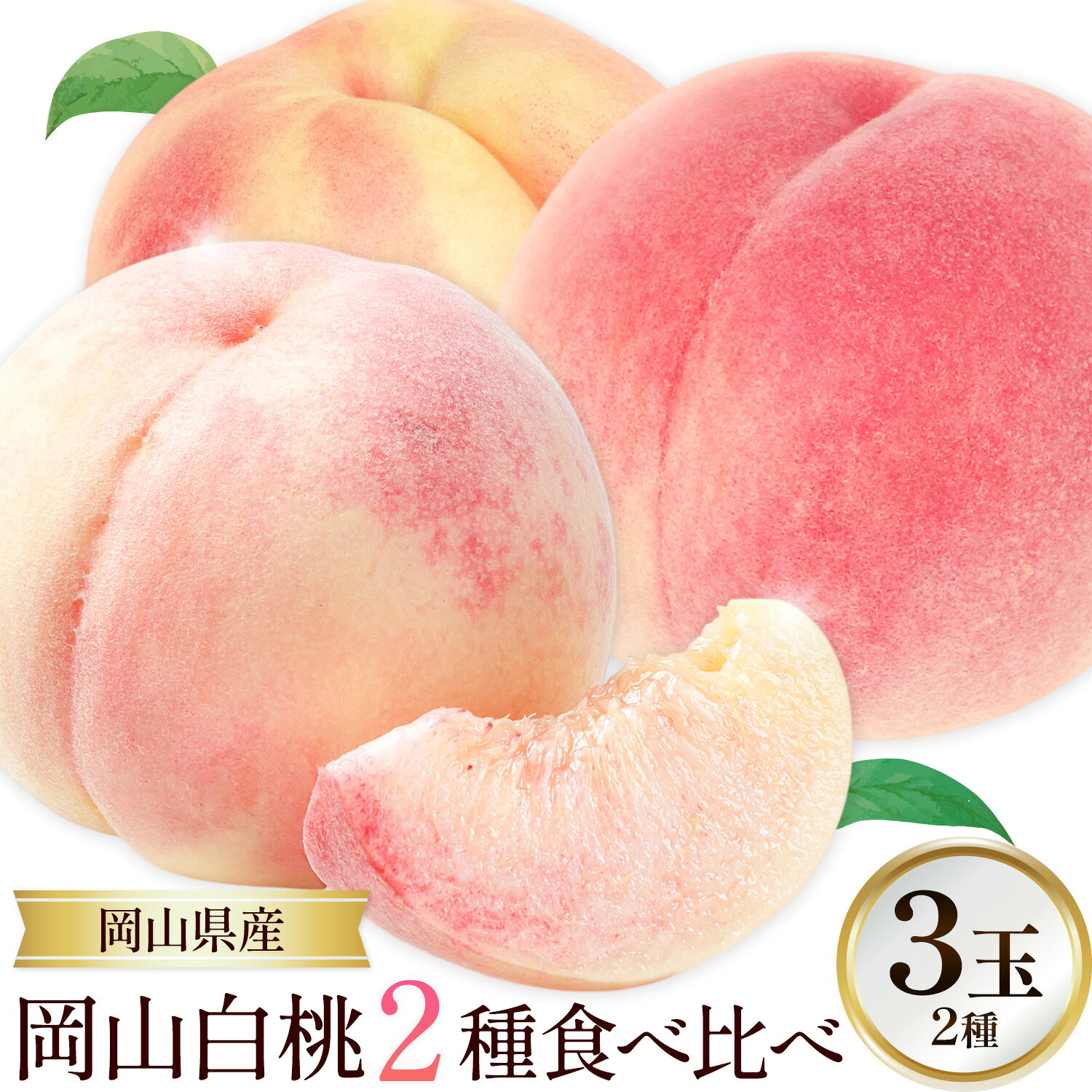 【ふるさと納税】岡山白桃 2種 食べ比べ 約750g(3玉)×2種 晴れの国おかやま館 (つむぐ株式会社) 《7月中旬-8月下旬頃出荷》岡山県 笠岡市 フルーツ 果物 果実 桃 白桃 もも モモ