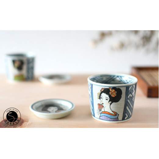 有田焼 竹久夢二そば猪口＆薬味皿セット【ARITAYAKI-STORE】マルチカップ ロックグラス アールヌーボー A18-217