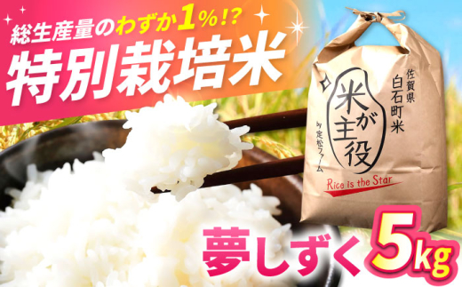 【先行予約】【令和7年産】こだわりの特別栽培米！ 夢しずく 5kg 【定松ファーム】佐賀県産 白米 コメ こめ お米 白米 夢しずく ゆめしずく 人気 高評価 九州 佐賀県 白石町 [IBV003]