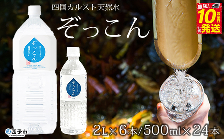 四国カルスト天然水ぞっこん 500ｍL×24本、2L×6本 NZS0005