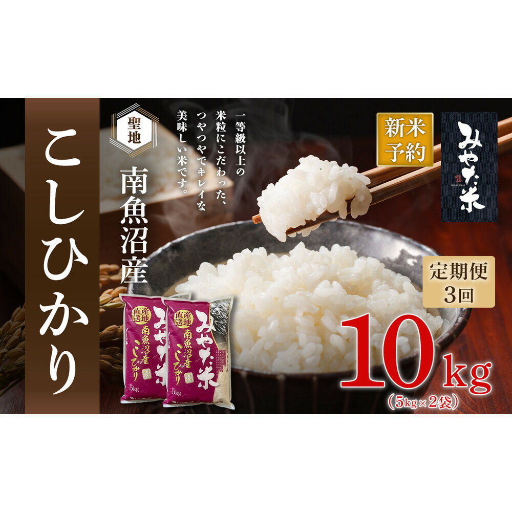 【ふるさと納税】【令和7年産】【定期便3ヶ月】南魚沼産こしひかり　みやた米10kg（5kg×2袋）【定期便 銘柄米 ブランド米 精米 こしひかり コシヒカリ 魚沼産 新潟米 産地直送 お米 米 こめ コメ ご飯 御飯 ごはん】