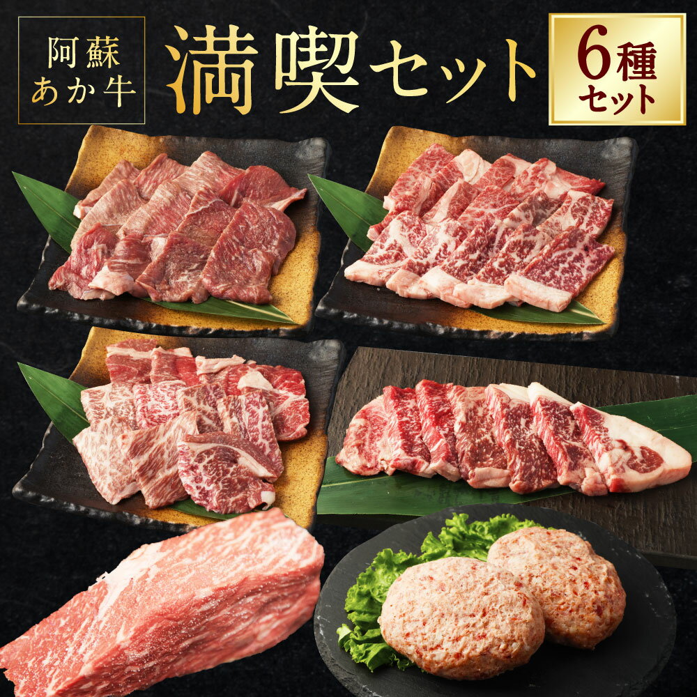 【ふるさと納税】阿蘇あか牛満喫セット（モモ×1・上カルビ×1・上ロース×1・サーロイン×1・ハンバーグ×2・丼×1） 6種 計7個 お肉 牛肉 あか牛 赤身 霜降り ローストビーフ さしみ醤油 焼肉 煮込み料理 詰め合わせ 冷凍 熊本県産 国産 九州 熊本県 水上村 送料無料