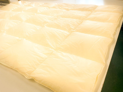 230本ブロード肌掛け羽毛布団 ダウン85％使用 羽毛量0.4kg 肌掛けシングルサイズ（キナリ）  [h126]