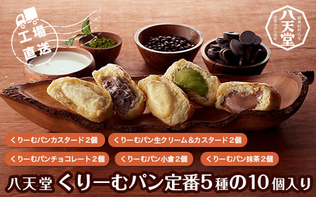 ＜工場直送＞八天堂くりーむパン定番５種の１０個入り/ とろけるくちどけくりーむパン 人気の八天堂くりーむパン 定番のお味くりーむパン