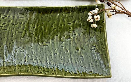 【瀬戸焼】 織部 さんま皿 ペア 【まるたか水野コーポレーション】 / 食器 皿 和食器 陶器 / 瀬戸市[BBBF029]