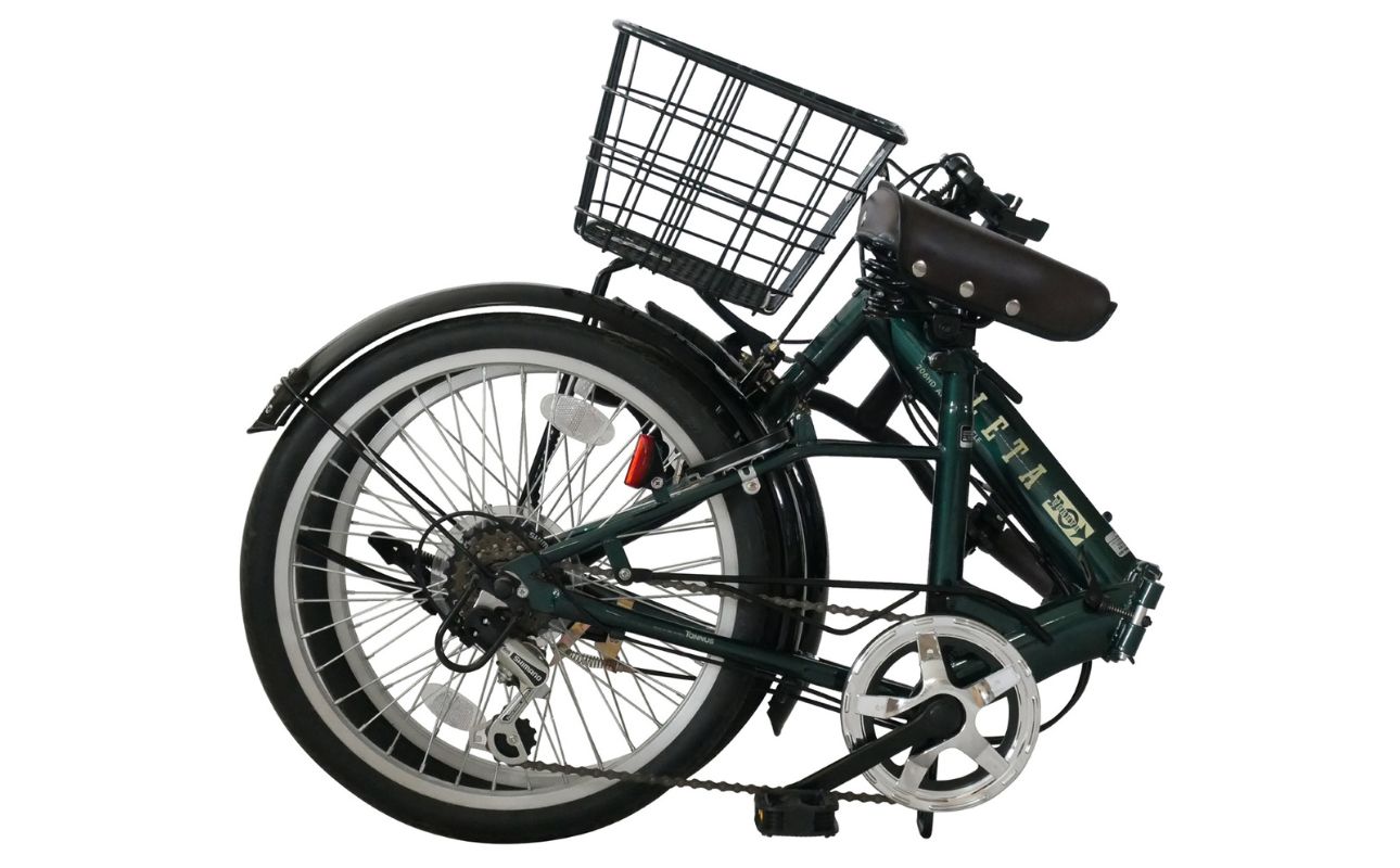 ノーパンク 折りたたみ自転車 20インチ VELETA SHIMANO6段変速 空気入れ不要 前カゴ・LEDライト付 パンクしない｜武田産業 フォールディングバイク 人気返礼品 通勤 通学 三重県 四