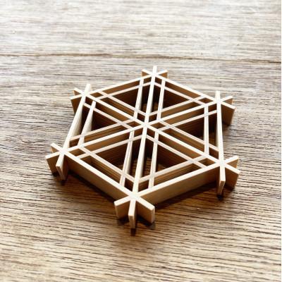 ふるさと納税 恵那市 組子職人が作るコースター(胡麻柄)1枚