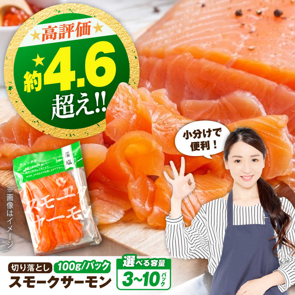 【ふるさと納税】【楽天限定／選べる配送月】スモークサーモン（切り落とし）100g 選べる容量｜長浜市/中村屋[AQAJ001] サーモン 小分け スライス 冷蔵 鮭 さけ サケ 魚 海鮮 刺身 燻製 スモーク おつまみ おかず 惣菜 時短 人気 ギフト 贈答 前菜 サーモン スモークサーモン